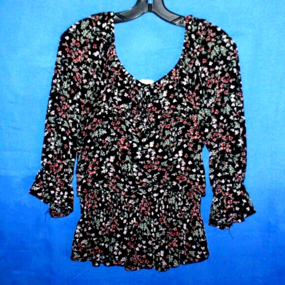 Ember Floral Smocked Peplum Blouse L